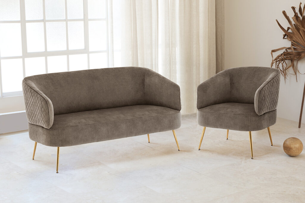 Exquisite Mink Velvet Sofa Set