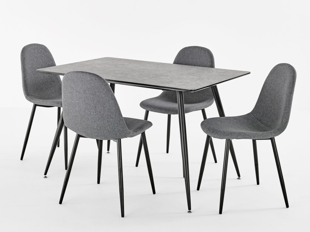 Miami Concrete Fixed Top Table with Barcelona Fabric Chairs
