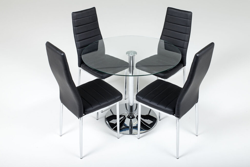 Verona Round Table With Torino Black Chairs
